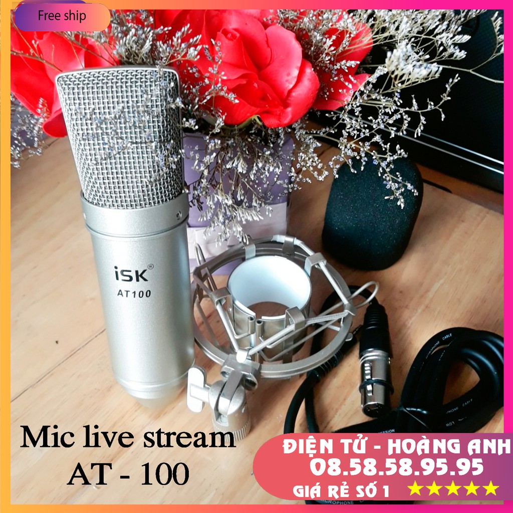 Micro ISK AT 100-thu Âm  chuyên nghiệp, hát Live Stream, hát trực tiếp trên pc, có dây - AT100-BM 900-AQ220-S8-V8-V9-V10