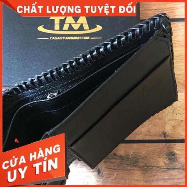 [ Da Cao Cấp 100% ] Ví Da Cá Sấu Gai Lưng - Bóp Da Cá Sấu Gai Lưng Đan Viền Thủ Công Cao Cấp Giá Rẻ