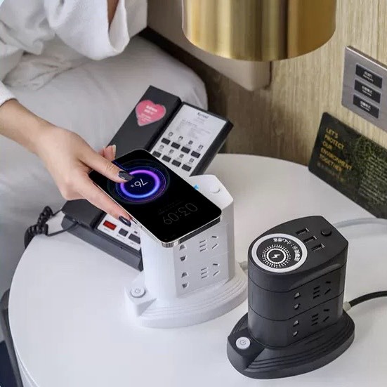 Ổ Điện Đa Năng Chống Giật An Toàn Tiện Lợi Kiêm Sạc Pin Không Dây Có Dây Cho Điện Thoại Máy Tính-THMODERN
