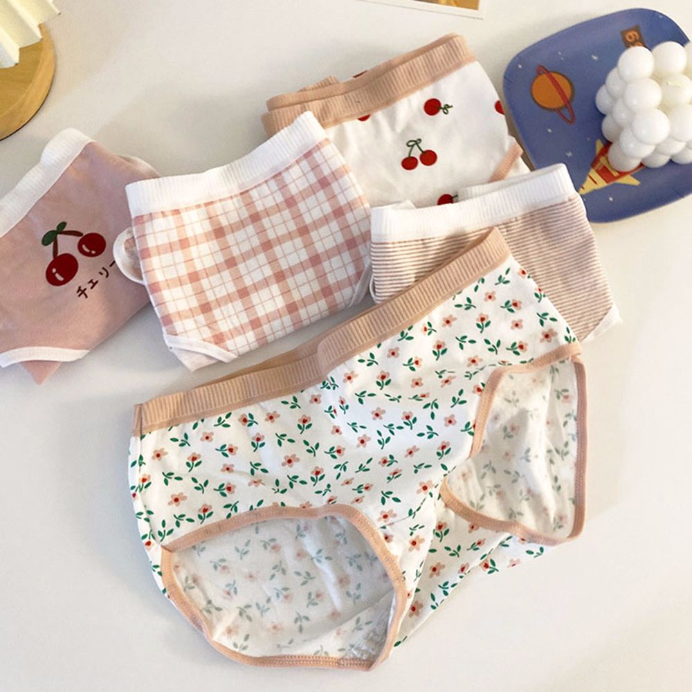 Quần lót cotton mềm mại thoáng khí in họa tiết cherry phong cách Hàn Quốc cho nữ