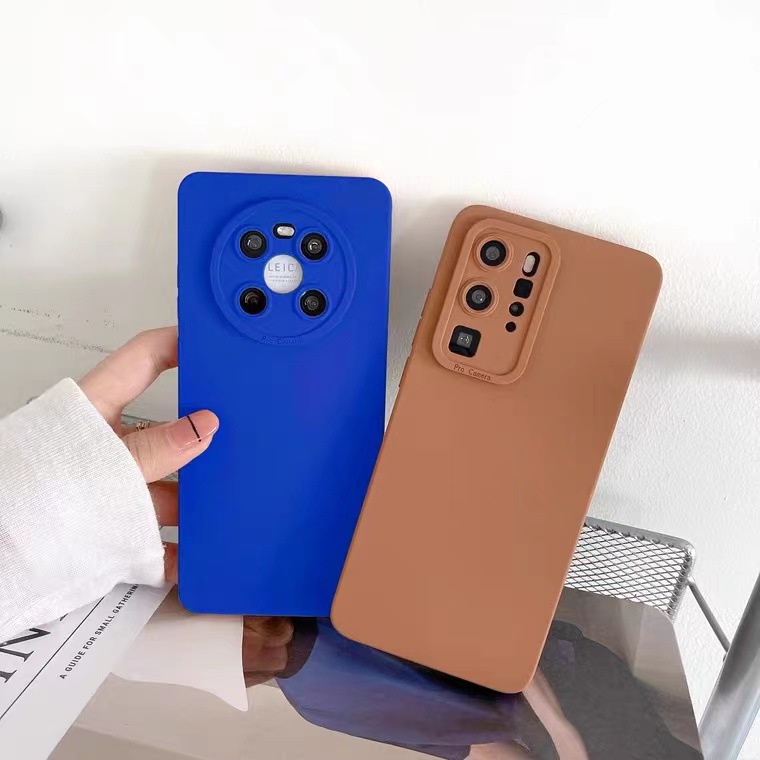 Ốp điện thoại viền vuông màu trơn chống sốc cho Huawei P50 P40 P30 Mate 40 30 Pro