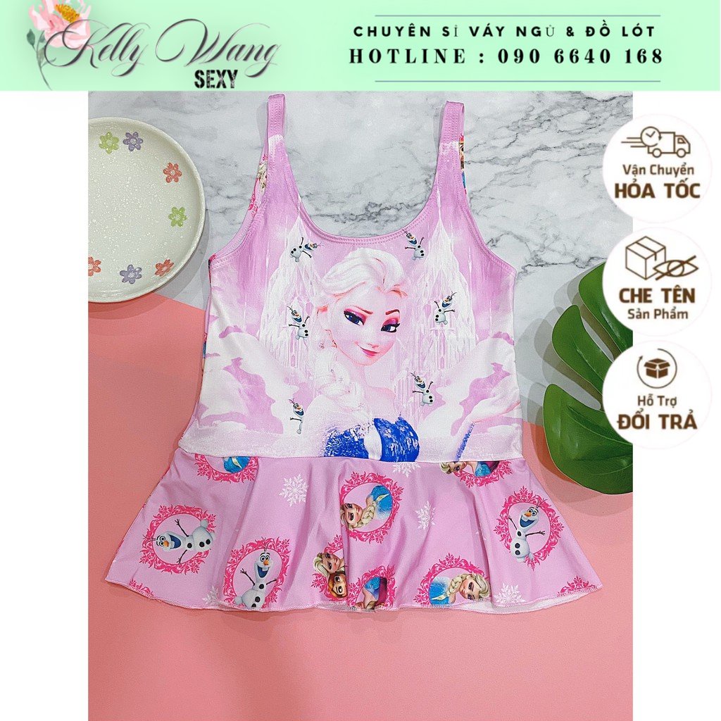 [ mẫu công chúa elsa hồng ] Đồ bơi bé gái 15-40 kg( ảnh thật) - váy bơi bé gái liền thân -KELLY WANG
