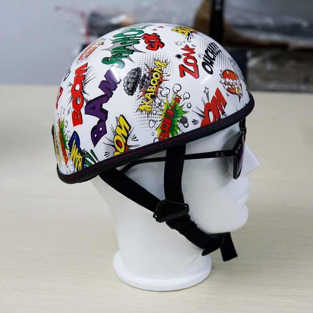 Mũ bảo hiểm nửa đầu họa tiết Bambo - Nón 1/2 đi Phượt cực chất DF014-00-02