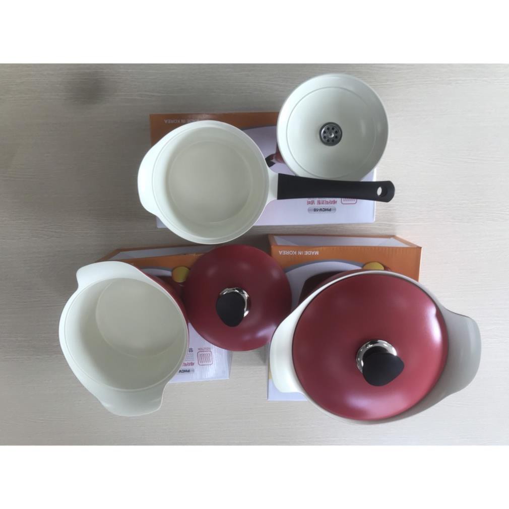 Bộ 3 Nồi Ceramic COOKWAY Hàn Quốc - Tặng Kèm 1 Túi Nước Rửa Chén Aekyung 1200ml Trị Giá 145K Hàng mới về