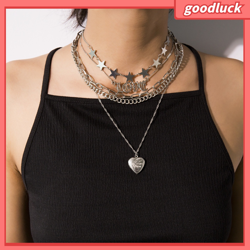 Set 5 Dây Chuyền Mặt Hình Ngôi Sao / Trái Tim Thời Trang Cho Nữ