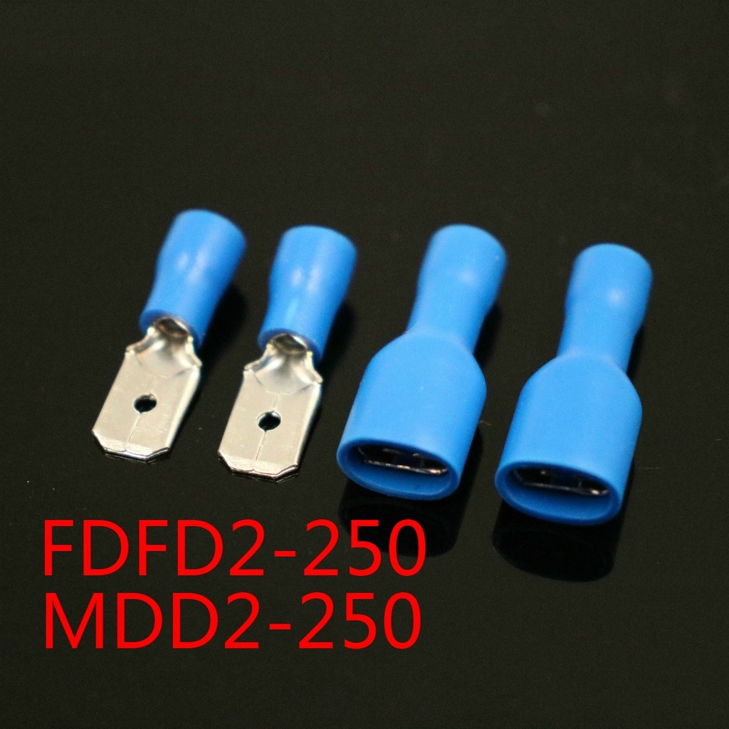 Bộ 50 (25 Đôi) 16-14AWG Nữ Nam Dây Điện Kết Nối Cách Nhiệt Uốn Thiết Bị Đầu Cuối Spade Xanh