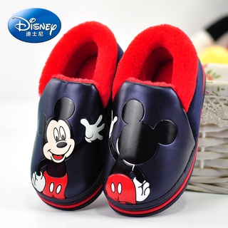 Dép Lê Gót Dày Chống Trượt Bằng Cotton pu Bền Thoáng Khí In Hình Disney Cho Trẻ Em