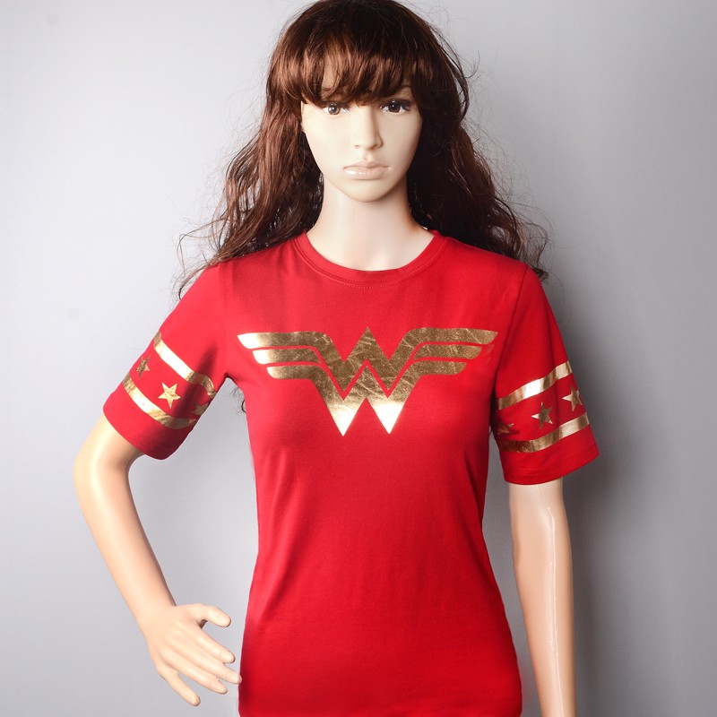 Áo Thun Nữ Tay Ngắn Cổ Tròn In Hình Wonder Woman