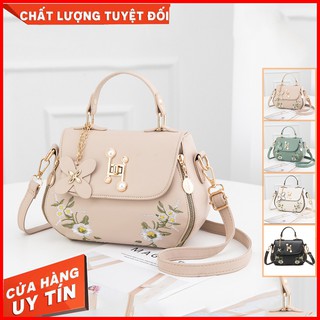 Túi xách nữ 👜 Mẫu HOTTREND 2021 Hàn Quốc 👜 Túi xách dự tiệc hàng hiệu THÊU HOA Sang trọng [Trắng, Xanh, Đen, KaKi]