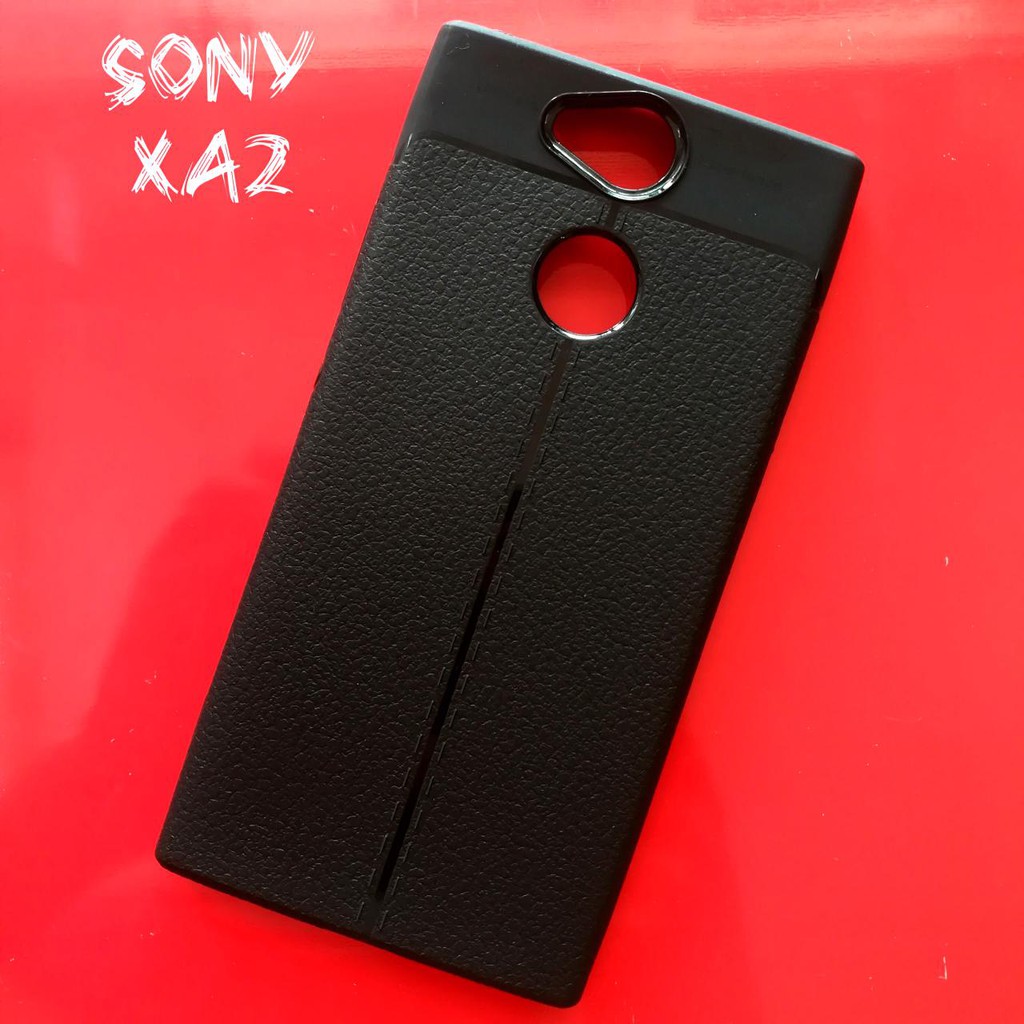 Ốp Lưng Sony XA2 Dẻo Giả Da Đen Đẹp