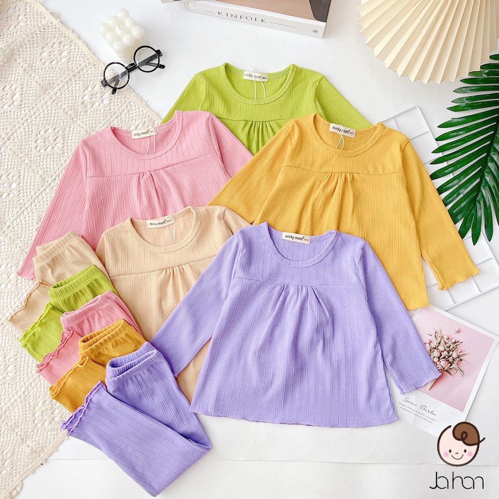 Bộ dài tay gân tăm thun tăm cho bé gái Minky Mom từ 7-19kg