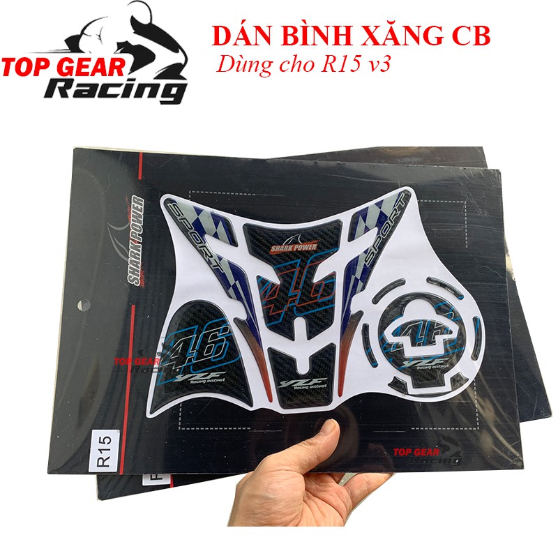 Tem Dán Bình Xăng R15 v3 Tem Dán Decal Carbon Shark Power