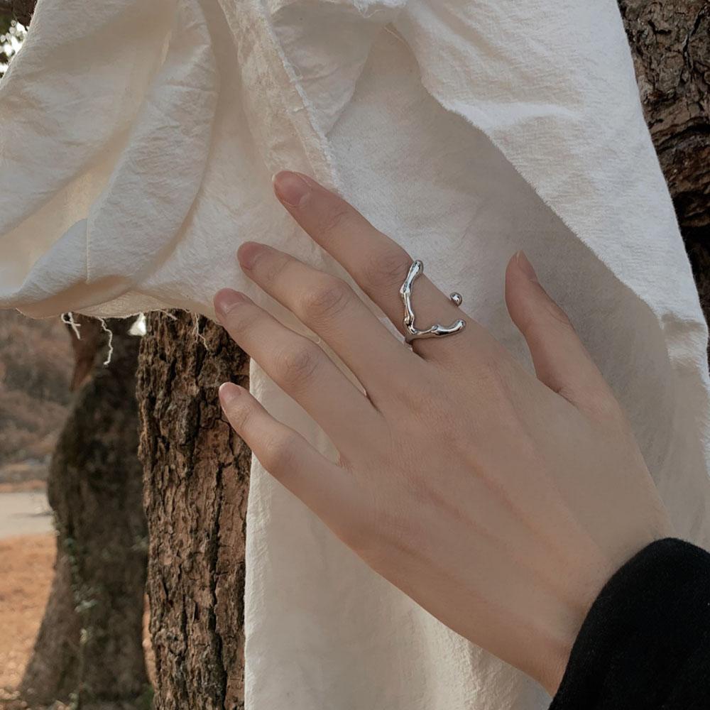 Nhẫn Thời Trang Phong Cách Punk Đơn Giản Cá Tính|Nhẫn Hở Kết Cấu Màu Sắc Thời Trang