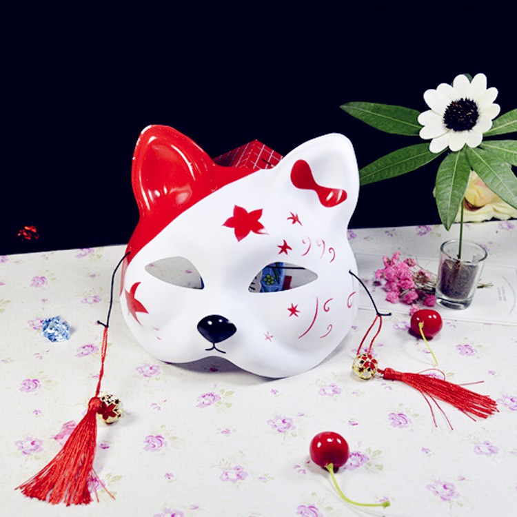 Mask fox_cosplay) Mặt nạ mèo/Mặt nạ cáo/Vẽ sẵn Mặt Nạ Mèo Thần Tài Mặt Nạ Hồ ly, mặt nạ mèo thủ công