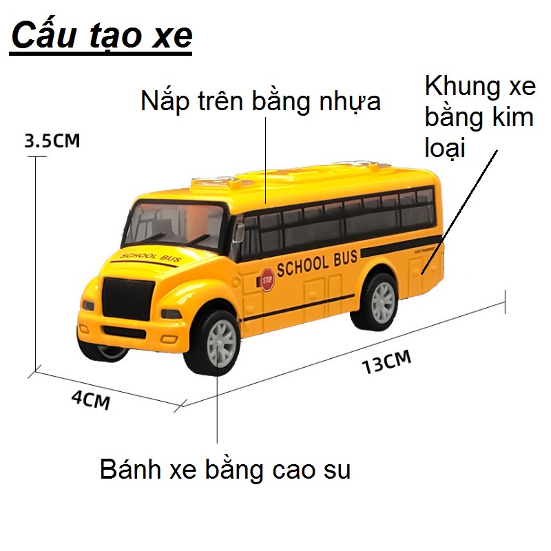 Ô tô school bus mini có nhạc và đèn xe bằng hợp kim nhựa đồ chơi trẻ em 1:32 (size nhỏ)