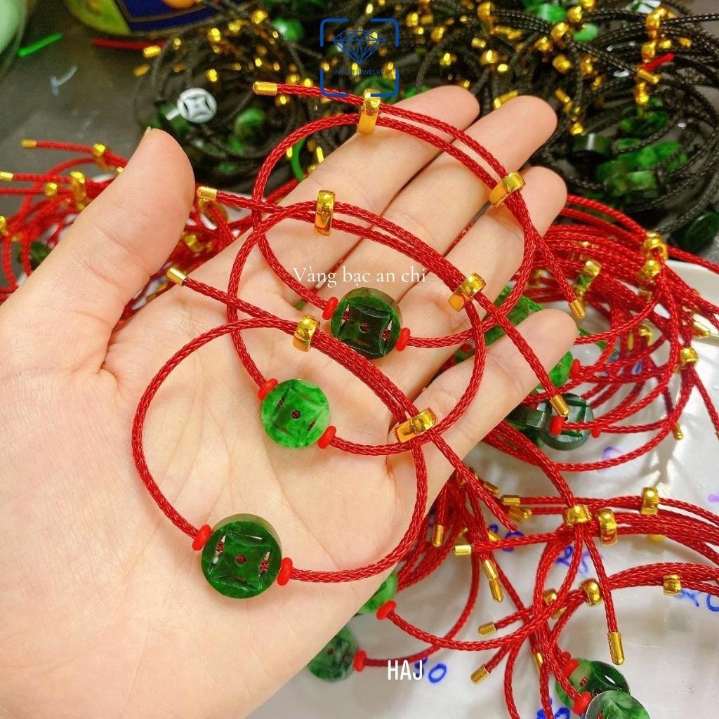 Vòng tay đồng xu chữ vạn đá ngọc sơn thủy Anchi jewelry