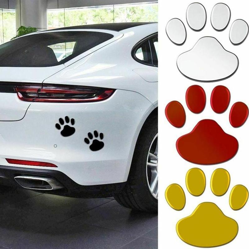 1 Cặp Đề Can Dán Trang Trí Xe Hơi Hình Dấu Chân Chó Mèo 3d Dễ Thương