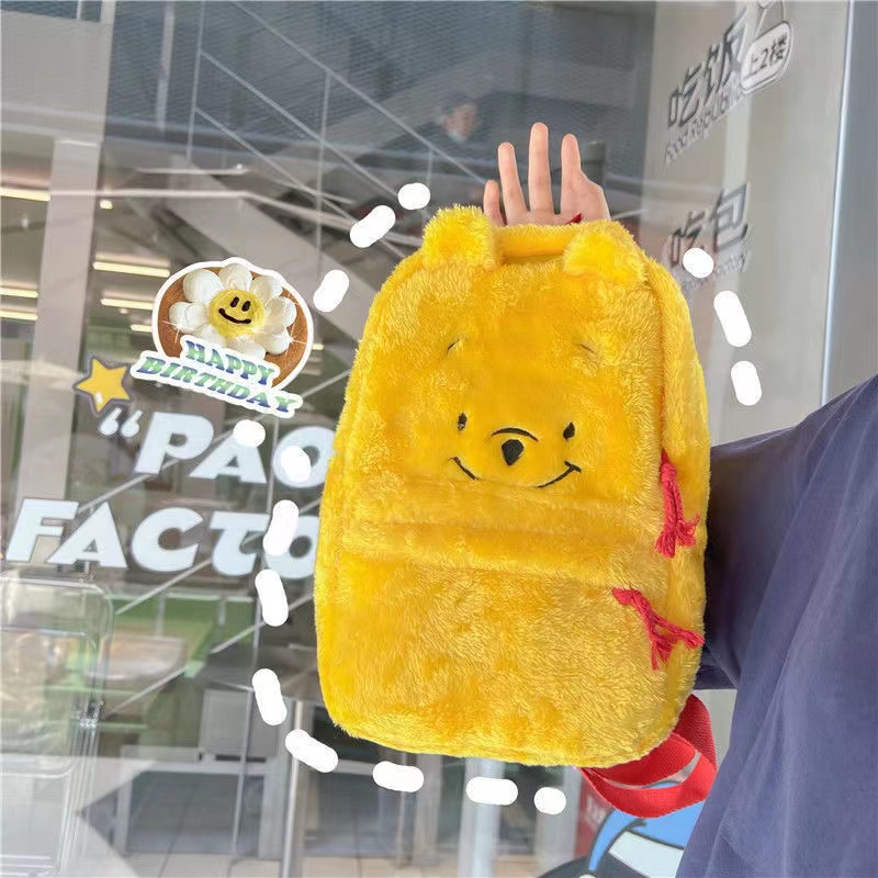 Disney Ba Lô Đi Học Hình Gấu Pooh / Chipmunk Nhồi Bông Dễ Thương Cho Nữ