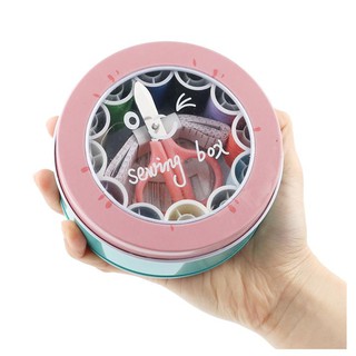 Hộp kim chỉ khâu vá đa năng dáng tròn bằng kim loại (KCT03)