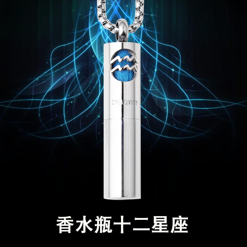 Mặt Dây Chuyền Bằng Thép Titan Mặt Cung Hoàng Đạo Tinh Dầu Thơm Phong Cách Hàn Quốc Cho Nam