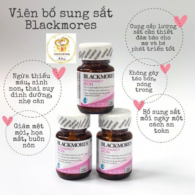 Vitamin bổ sung sắt cho bầu Blackmore Úc - Blackmore Pregnacy Iron 30 viên