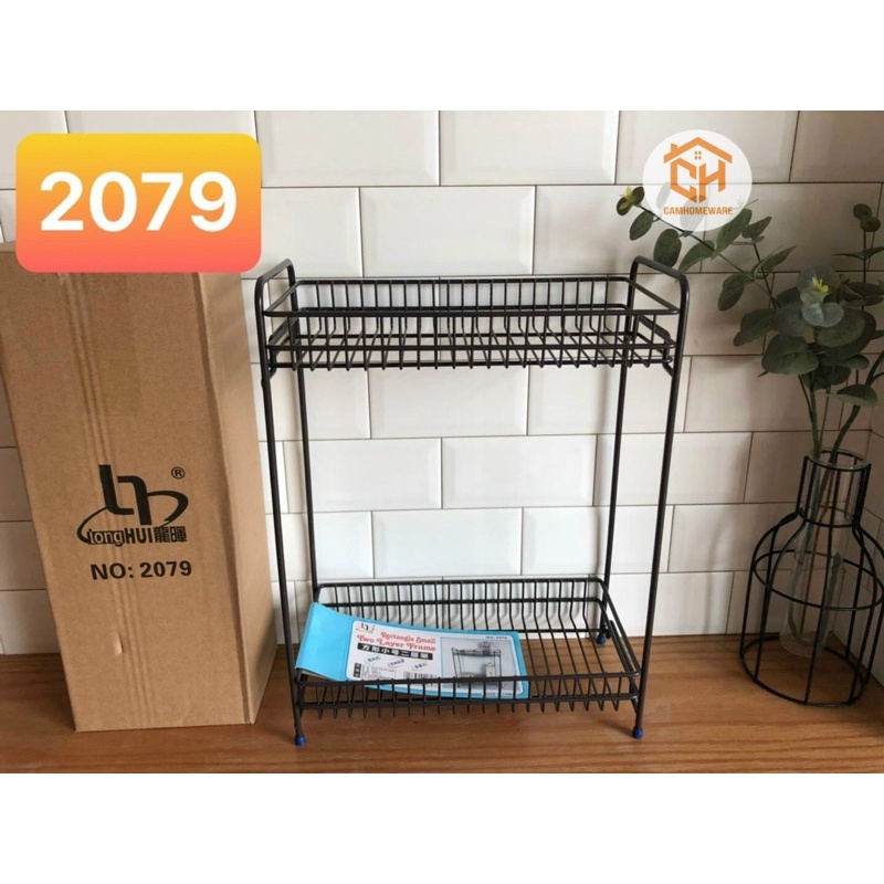 Kệ Giàn Gia Vị Đen Sắt Bọc Nhựa Lắp Ghép 2 Tầng Để Bàn Cam Homeware
