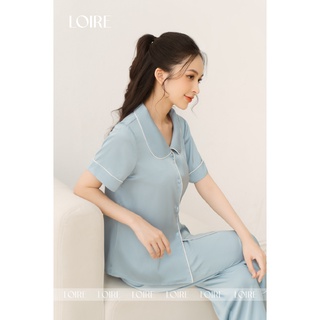 Bộ Pijama Lụa Cổ Sen Tròn Basic Loirechic LPN26