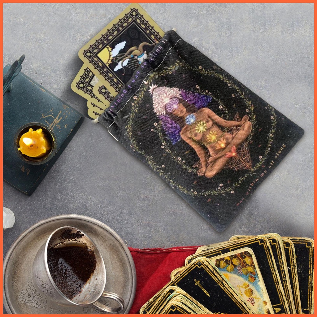Túi Nhung Dây Rút Mềm Mại In Họa Tiết Thiên Nhiên Đựng Bài Tarot