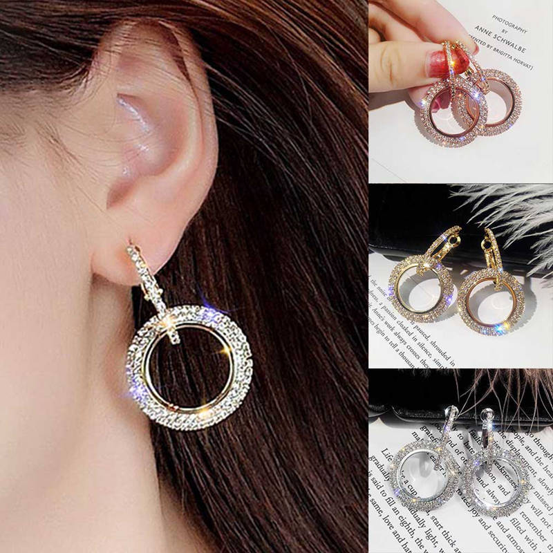 Tmdbyx 1 Đôi Khuyên Tai Tròn Lấp Lánh Thời Trang Cho Nữ