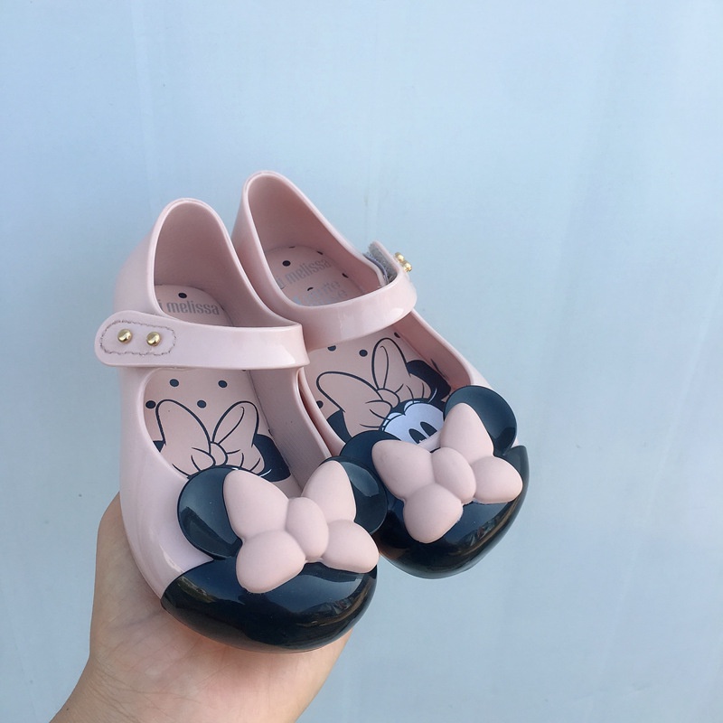 Giày Búp Bê Nhựa HPX1 Đính Nơ Tai Chuột Minnie Dễ Thương Cho Bé Gái