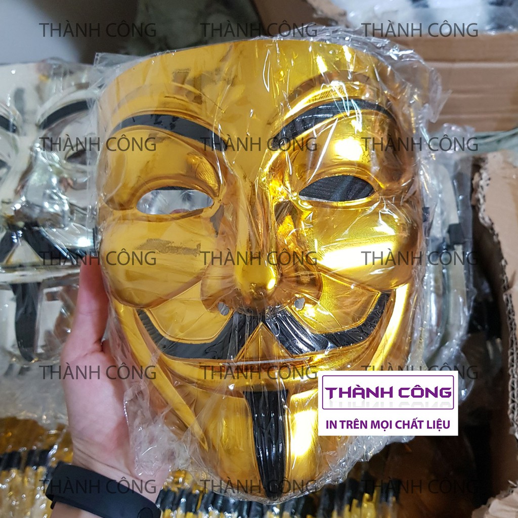 Mặt Nạ Hacker - Anonymous - Hai Mẫu Mặt Nạ Thằng Hề Vô Danh Hóa Tranh Halloween - 4 Màu Vàng Trắng Đen Bạc