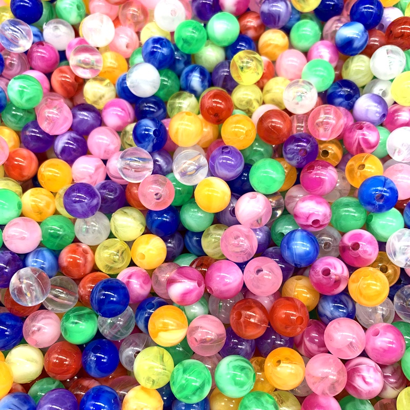 Hạt Xâu Làm Trang Sức Hai Màu Sắc Bằng Acrylic 6mm/8mm/10mm DIY