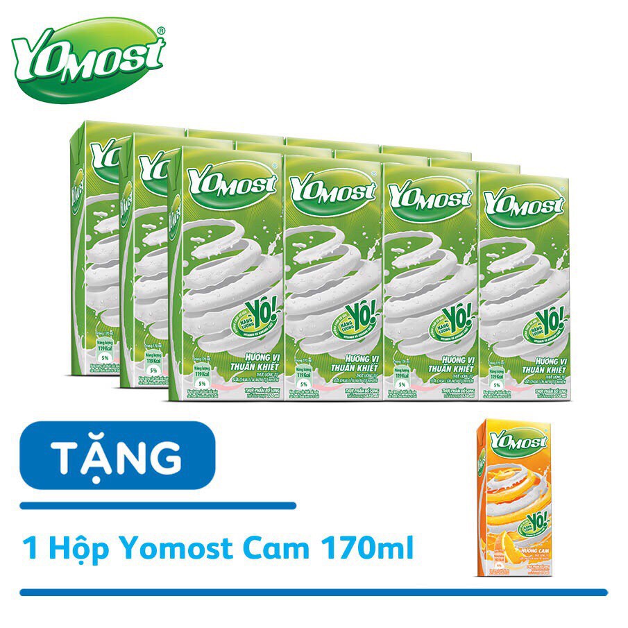 [Tặng 1 hộp vị cam khi mua 3 lốc]Sữa Yomost hương thuần khiết 170ml