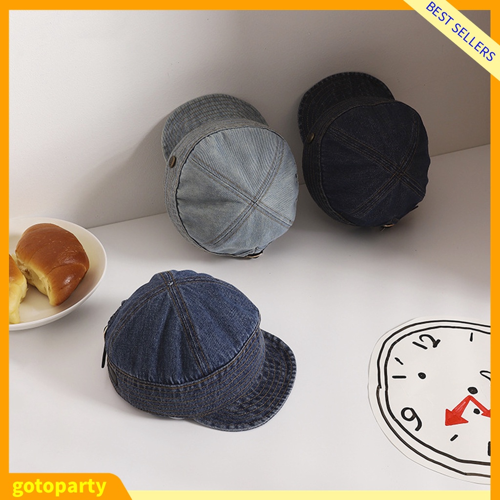 Mũ nồi denim màu trơn thời trang cho bé