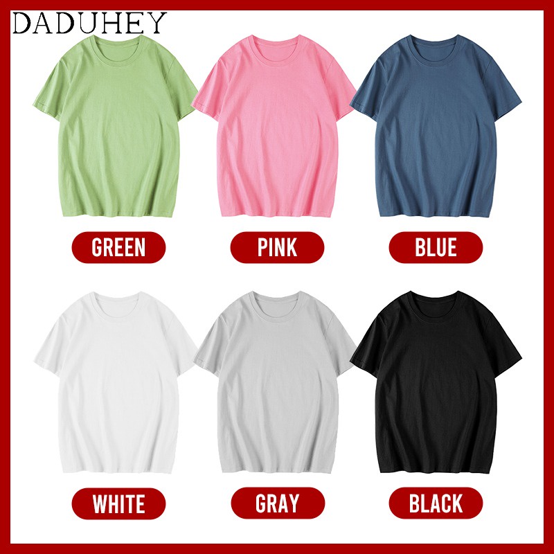 Áo thun 100% cotton daduhey tay ngắn cổ tròn 6 màu trơn thoải mái phong cách thời trang unisex