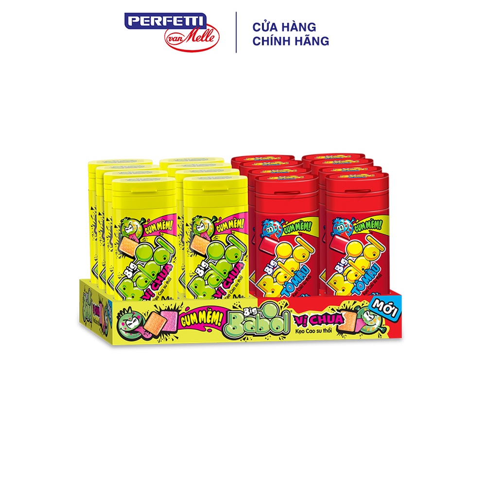 Kẹo Sing Gum Thổi Big Babol Tô Màu và Big Babol Vị Chua 12 Hộp x 16 Hũ