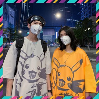 Áo thun tay lỡ nam nữ in hình pikachu siêu hot