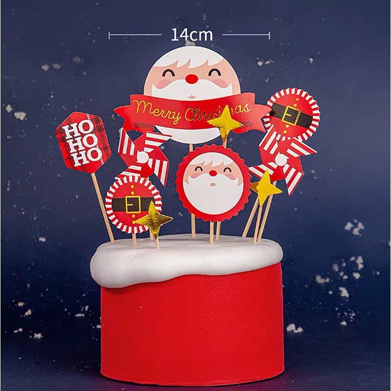 Set que GS ông già Noel mặt tròn Hohoho - Phụ kiện trang trí giáng sinh