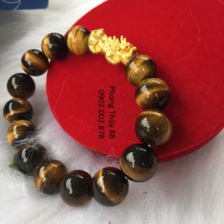 Vòng tay phong thủy vàng nâu mix tỳ hưu