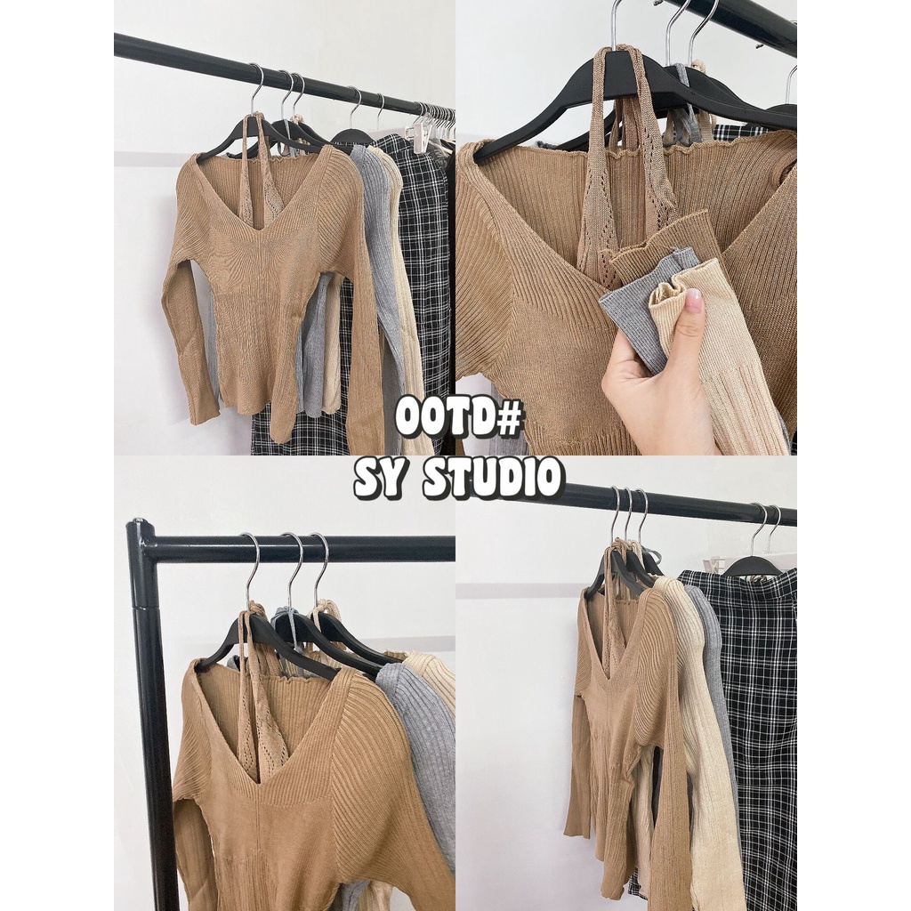 Áo kiểu SUXI dệt kim ôm dáng vừa vặn phong cách Hàn Quốc thời trang mới dành cho nữ