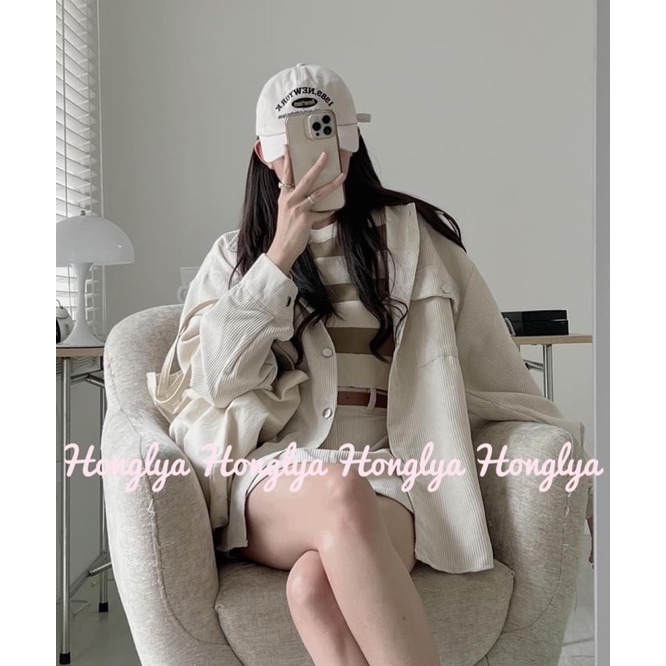 Set áo mix chânn váy nhung tăm form cực đỉnh dáng basic siêu đẹp