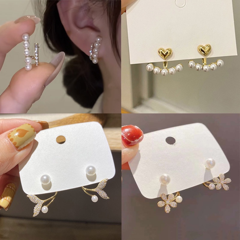 Bông Tai Mạ Bạc 925 Hình Trái Tim Một Bên Phong Cách Đơn Giản Độc Đáo