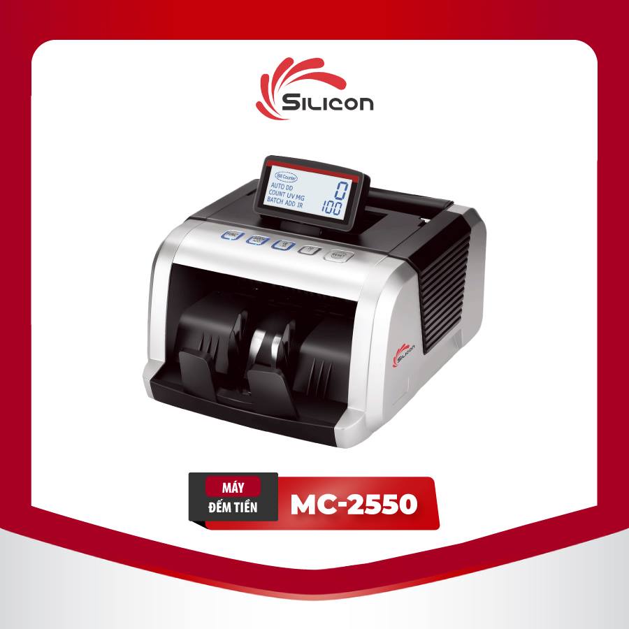 Máy đếm tiền Silicon MC-2550 (Đếm ấn định tờ,đếm cộng dồn,đếm mẻ.)  Bảo hành chính hãng 12 tháng