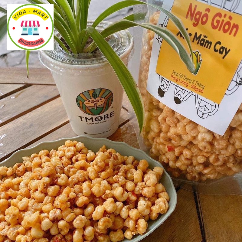 Ngô Giòn Xóc Mắm Cay, Giòn, Thơm Ngon Tuyệt Đỉnh, Gói 500G,Thiên Đường Ăn Vắt