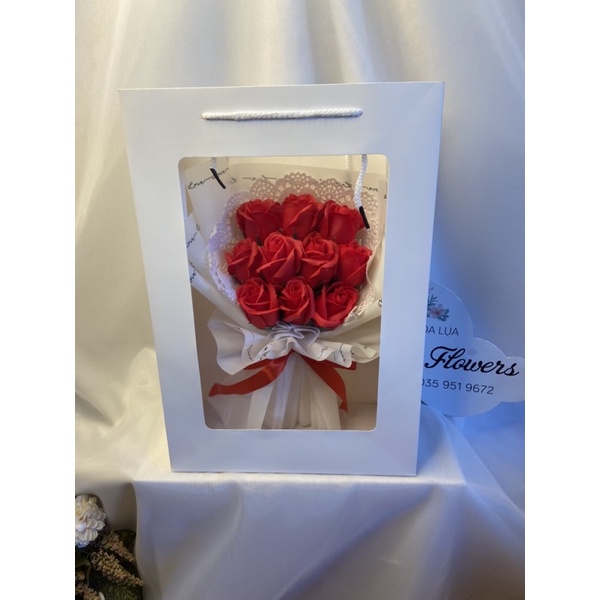 [sét hoa sinh nhật - quà tặng công ty]-sỉ combo 10 sét bó hoa hồng 10 bông sáp cao cấp bao gồm túi thiệp
