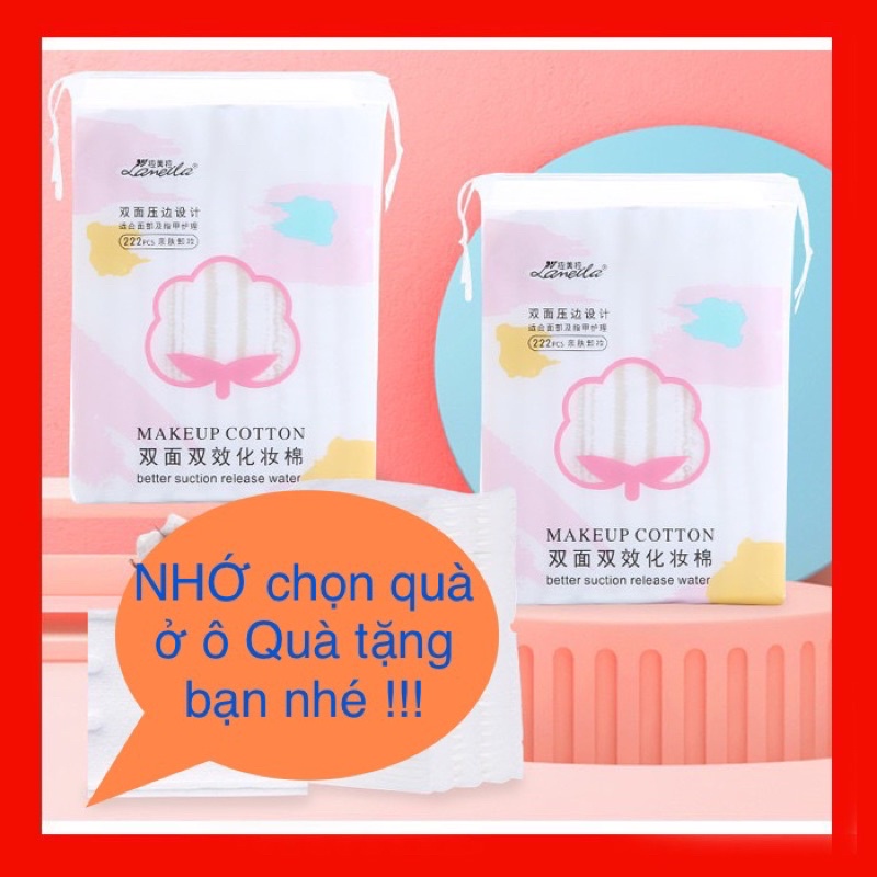[QUÀ TẶNG LÀ DÂY BUỘC TÓC] Bông tẩy trang 222 miếng Lameila BTT222, hàng đẹp