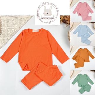  Đồ Bộ Quần Áo MINKY MOM Bé Trai Bé Gái Tay Dài Quần Dài Len Tăm Trẻ Em 0 1 2 3 4 5 Tuổi - Favybaby 