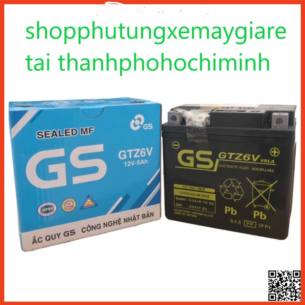 Bình Ắc Quy Khô GS GTZ6V (12V-5Ah) - Dành cho xe tay ga Honda, Yamaha AIRBLADE 125, LEAD 125, SH, VISION 2014-2020, LEA