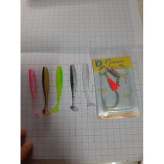 Combo 5 mồi mềm 6.5cm + lưỡi chuyên đánh cá lóc ar15 ocean .