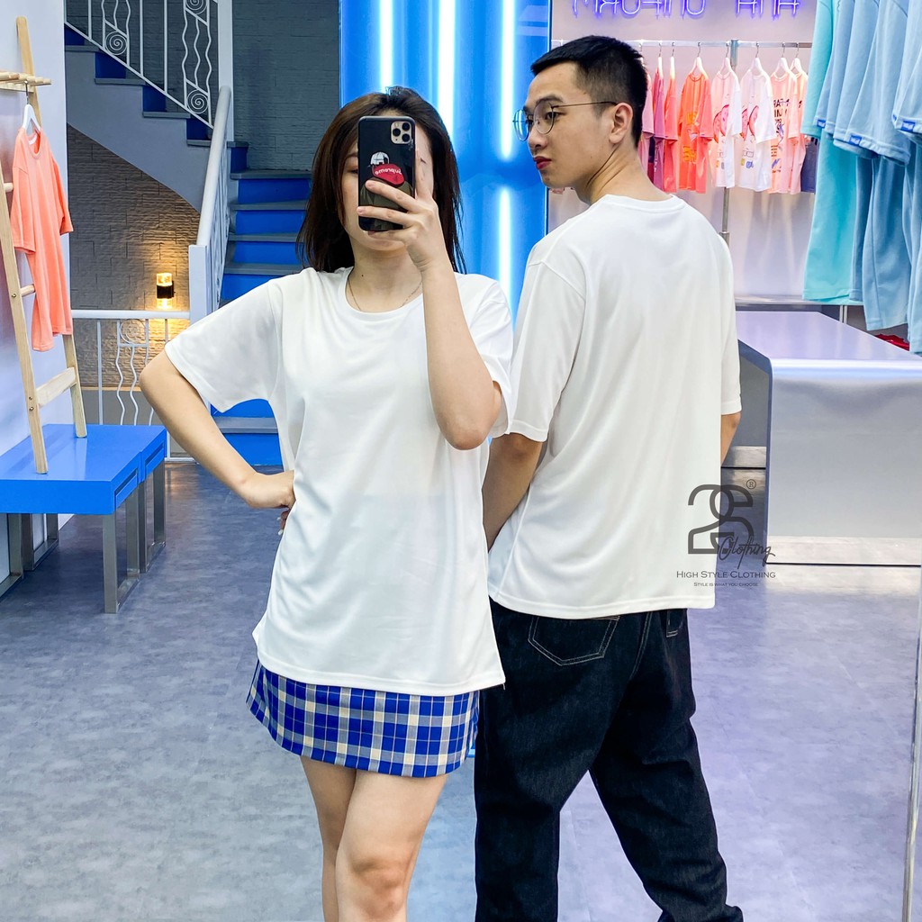 Áo Thun Trơn Unisex Màu Trắng Oversize Cổ Tròn Tay Ngắn Giá Rẻ - 2S Clothing | BigBuy360 - bigbuy360.vn